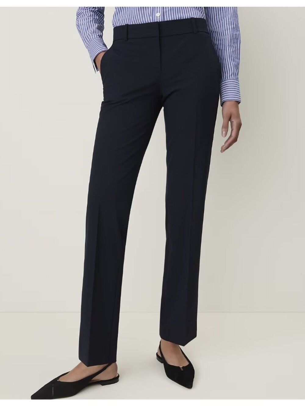 Ann Taylor Factory The Straight Mid-Rise Pant Women's Size 8 Navy Blue NWT!